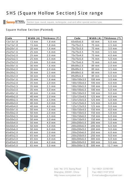 steel box beam weight|shs steel sizes chart.